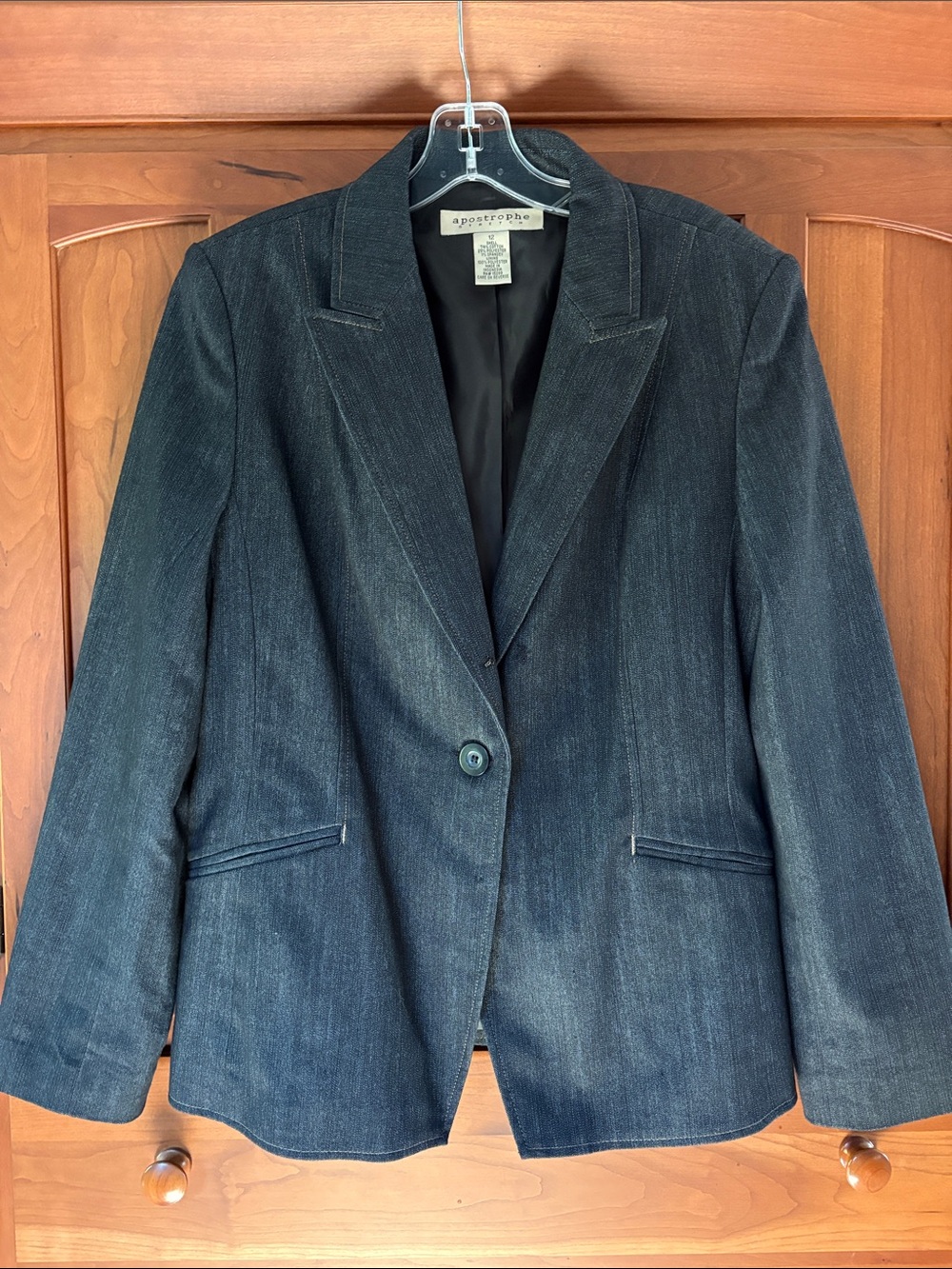 Apostrophe Dark Denim Single-Button Blazer